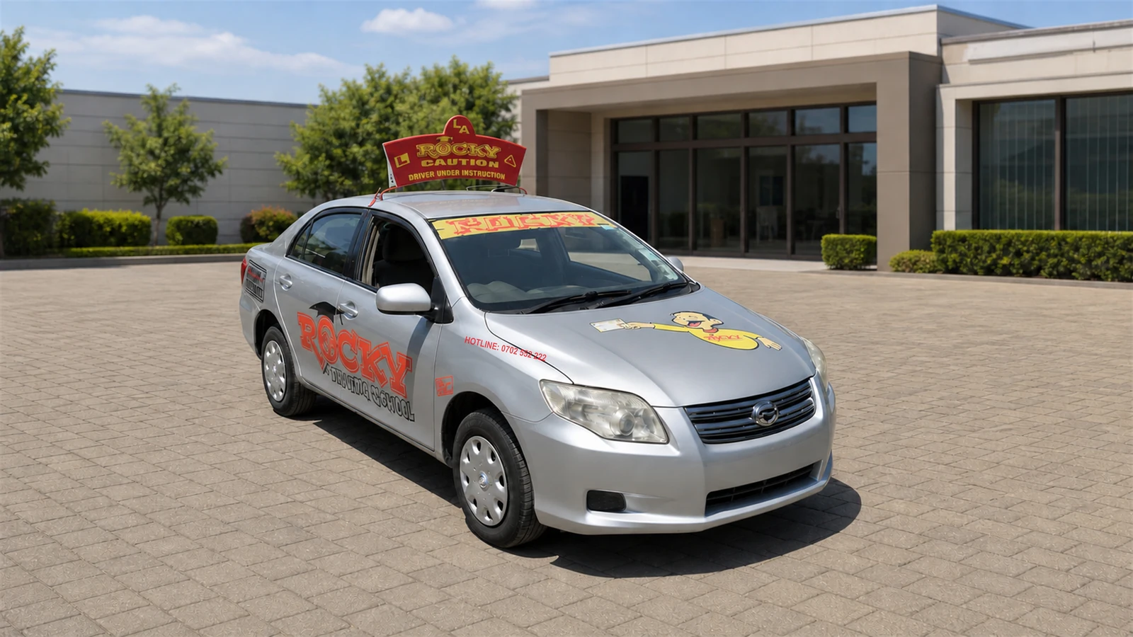 Officially branded Rocky Driving School learner vehicle